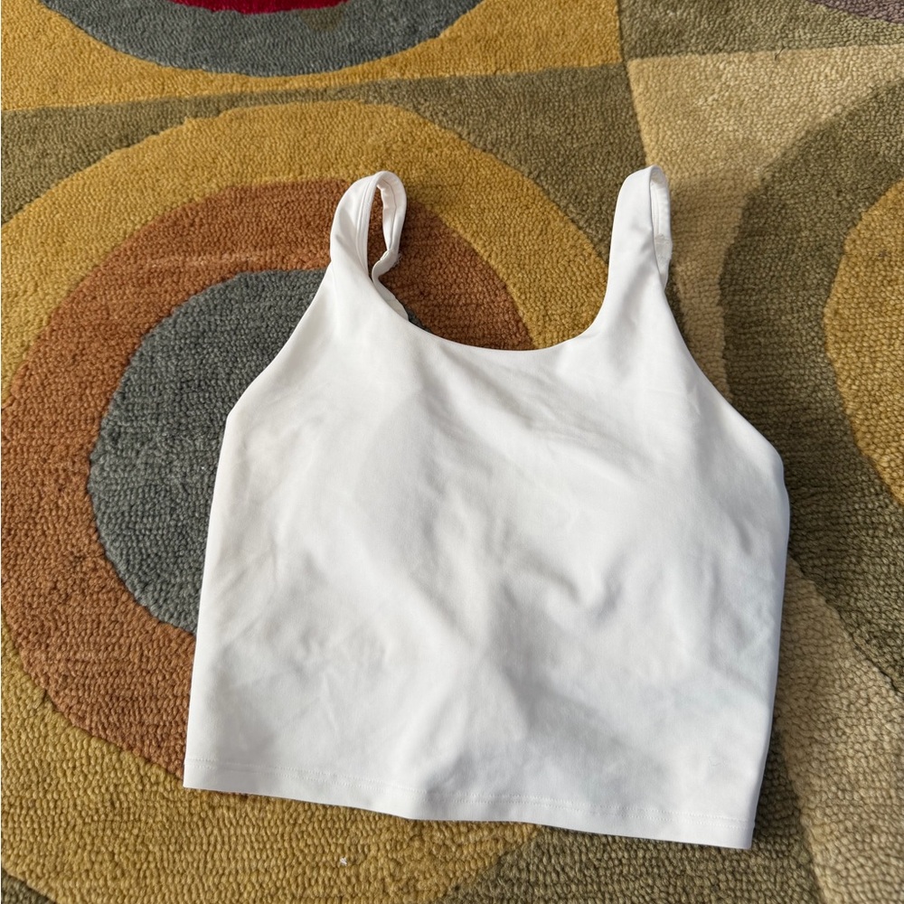 Old Navy Active Power Soft White Athletic Tank Crop Top Built in Bra Women’s M